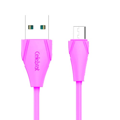 Кабель USB - микро USB Celebrat CB-01M, 1.0м, круглый, 2.4A, силикон, цвет: розовый