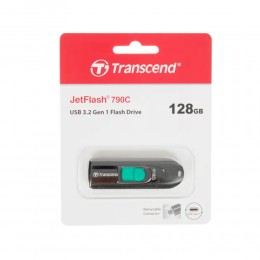 Флеш-накопитель 128Gb Transcend JetFlash 790C, USB 3.0, Type-C, пластик, чёрный