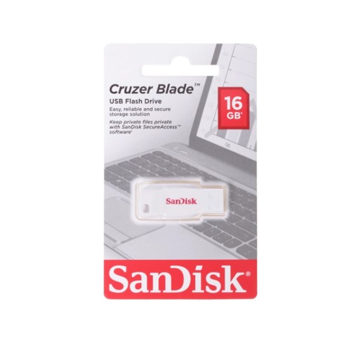 Флеш-накопитель 16Gb SanDisk Cruzer Blade, USB 2.0, пластик, белый