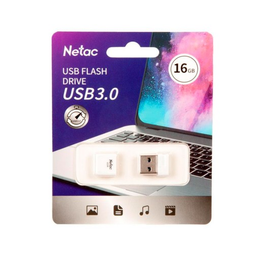 Флеш-накопитель 16Gb Netac U116 mini, USB 3.0, пластик, белый