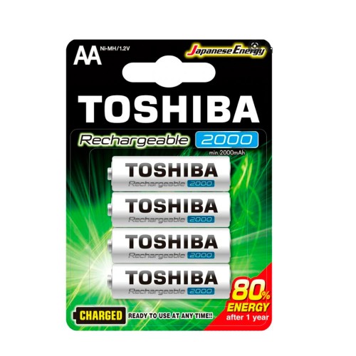 Аккумулятор AA Toshiba, R06-4BL, 2000mAh, зарядное устройство, (2/10/400)