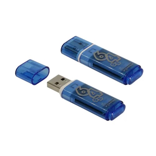 Флеш-накопитель 64Gb SmartBuy Glossy series, USB 2.0, пластик, синий