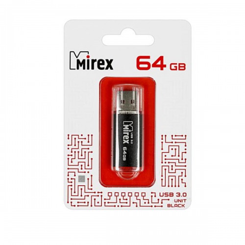 Флеш-накопитель 64Gb Mirex UNIT, USB 3.0, пластик, черный