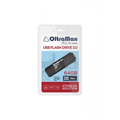 Флеш-накопитель 64Gb OltraMax 320, USB 3.0, пластик, чёрный