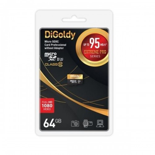 Карта памяти microSDXC 64Gb DiGoldy, Extreme Pro, Class10, UHS-I U3 95Mb/s, с адаптером