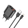 Блок питания 2 USB Borofone BA63A, 2400mA, чёрный, 8 pin
