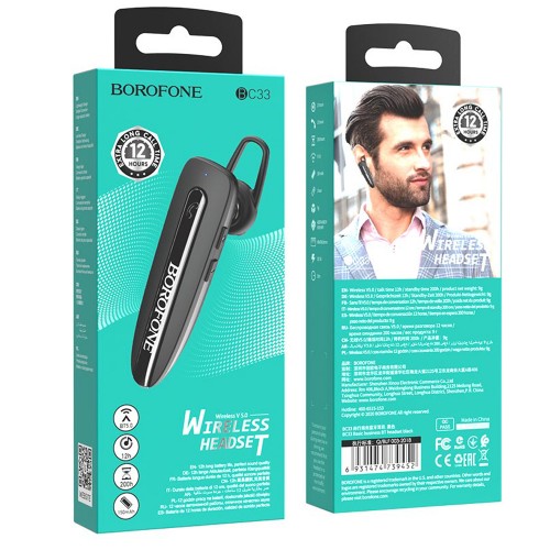 Гарнитура Bluetooth Borofone BC33, черная - стиль и качество
