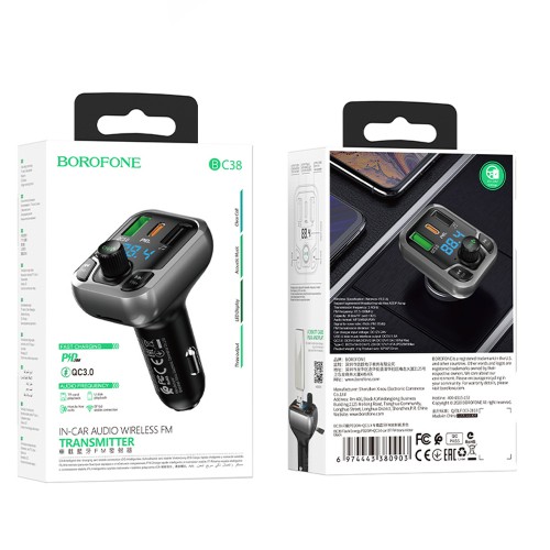 FM-трансмиттер Borofone BC38 Flash Bluetooth, чёрный
