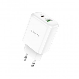 Блок питания сетевой 1 USB, 1 Type-C Borofone BN4, 3000mA, 18Вт, QC3.0, QC2.0, FCP, SCP, AFC, PD3.0, цвет: белый
