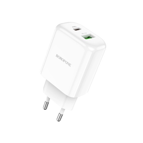 Блок питания Borofone BN4: 1 USB, 1 Type-C, 3000mA, QC3.0, белый

