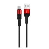 Кабель USB - микро USB Borofone BX21 Outstanding, 1.0м, 2.4A, цвет: чёрный, красная вставка