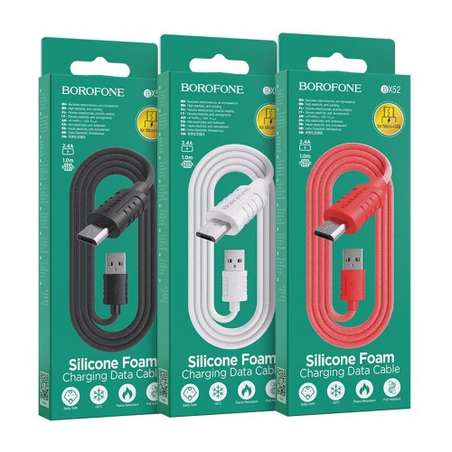 Кабель USB - микро USB Borofone BX52 Airy, 1м, 2.4A, красный
