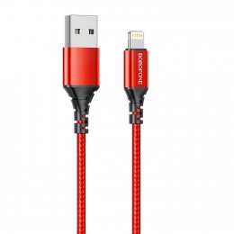 Кабель USB - 8 pin Borofone BX54 Ultra bright, 1.0м, 2.4A, цвет: красный