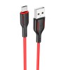 Кабель USB - микро USB Borofone BX63 Charming, 1.0м, круглый, 2.4A, силикон, цвет: чёрный, красная вставка