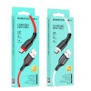 Кабель USB - микро USB Borofone BX63 Charming, 1.0м, круглый, 2.4A, силикон, цвет: чёрный, красная вставка