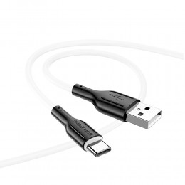 Кабель USB - Type-C Borofone BX63 Charming, 1.0м, 3.0A, цвет: белый, чёрная вставка
