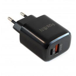 Блок питания сетевой 1 USB, Type-C FaisON C-16, Core, 3000mA, QC3.0, FCP, SCP, AFC, PD3.0, цвет: чёрный