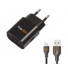 Блок питания сетевой 1 USB FaisON C-435, Set, 1000mA, кабель микро USB, цвет: чёрный