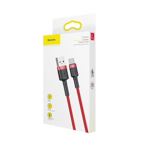 Кабель USB - Type-C Baseus Cafule, 1.0м, круглый, 3.0A, нейлон, цвет: красный