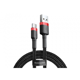 Кабель USB - Type-C Baseus, 0.5м, круглый, 3.0A, цвет: красный, чёрный