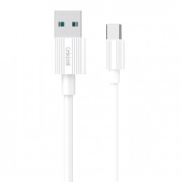 Кабель USB - Type-C Celebrat CB-09T, 1.0м, круглый, 2.1A, силикон, цвет: белый