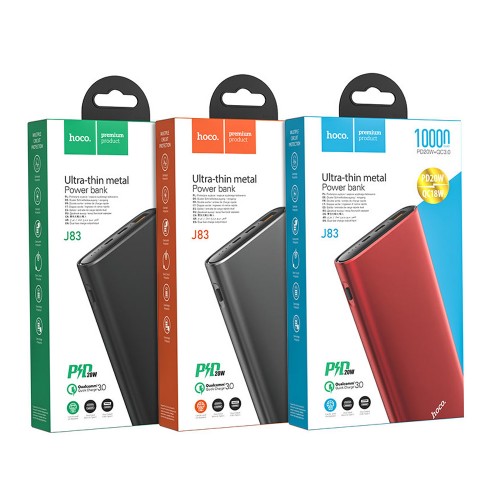 Аккумулятор внешний HOCO J83, Standard, 10000mAh, PD, QC 3.0, FCP, AFC, цвет: красный