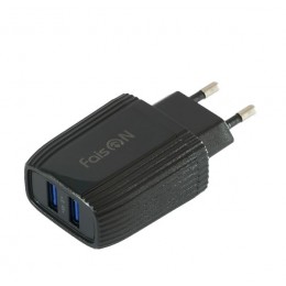 Блок питания сетевой 2 USB FaisON T97, Velocity, 2100mA, цвет: чёрный