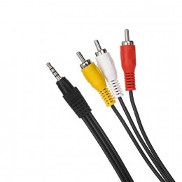 Кабель Jack 3,5mm(m) - 3xRCA(m) TELECOM TAV4545, 1.5м, цвет: чёрный