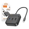 USB-концентратор HOCO HB36, EasyLink, 5 Гнезд, PD, USB3.0, 2хUSB2.0, HDMI, кабель Type-C, цвет: черный