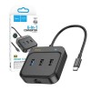 USB-концентратор HOCO HB37, EasyLink, 6 гнезд HDMI, RJ45, USB3.0, 2хUSB2.0, PD, кабель Type-C, цвет: черный