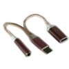 Переходник Type-C(m) - Jack 3,5mm(f), плетёный, розовое золото
