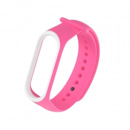 Ремешок для фитнес-браслета XIAOMI Mi Band 4 без бренда, Double color, силикон, цвет: розовый, белая вставка
