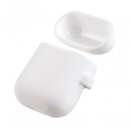 Чехол силиконовый без бренда для APPLE Airpods, New separation, с карабином, цвет: белый
