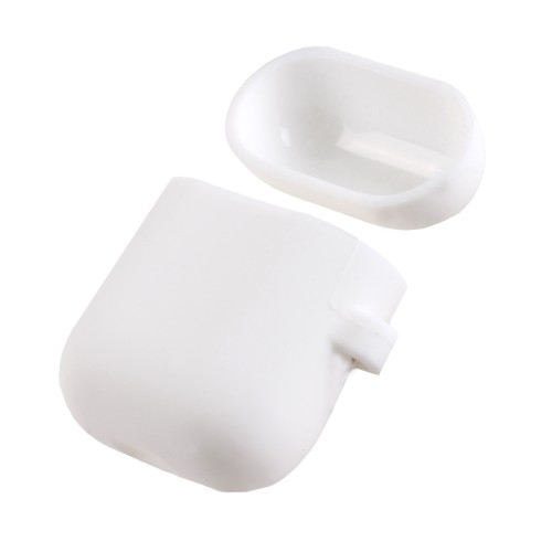 Чехол силиконовый для Apple AirPods с карабином, белый
