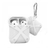 Чехол силиконовый для Apple Airpods X с карабином, серый
