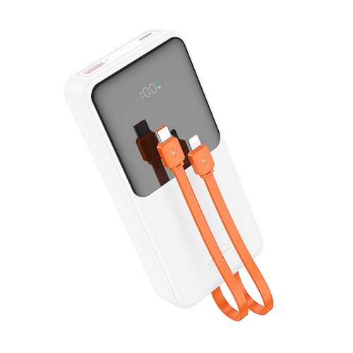 Аккумулятор внешний HOCO J119A, Sharp charger, 20000mAh, PD20W, кабель 8 pin, Type-C, цвет: белый