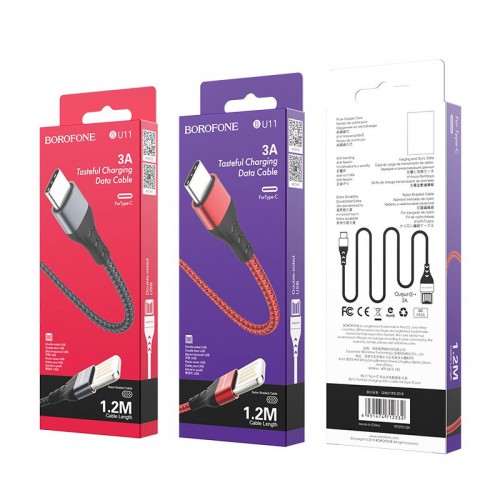 Кабель USB Type-C Borofone BU11, 1.2м, 2.4A, чёрный
