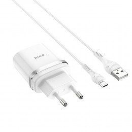 Блок питания сетевой 1 USB HOCO C12Q, 3000mA, 18Вт, QC3.0, QC2.0, FCP, AFC, кабель микро USB, цвет: белый