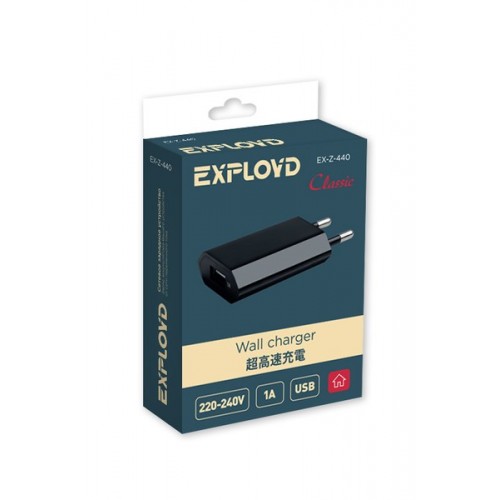 Блок питания сетевой 1 USB Exployd EX-Z-440, Classic, 1000mA, цвет: чёрный