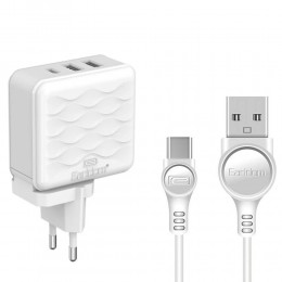 Блок питания сетевой 2 USB, Type-C Earldom ES-EU23, PD, кабель Type-C, цвет: белый