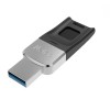 Флеш-накопитель 128Gb Netac US1, USB 3.0, пластик, сканер отпечатка пальца, чёрный, серебряная вставка