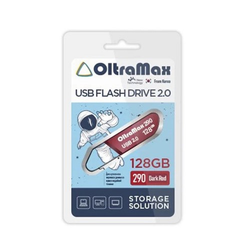 Флеш-накопитель 128Gb OltraMax 290, USB 2.0, пластик, красный