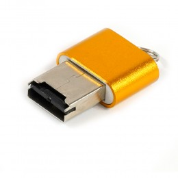 Кардридер без бренда для microSD, SDHC, 15in1, USB 2.0, пластик, цвет: золотой