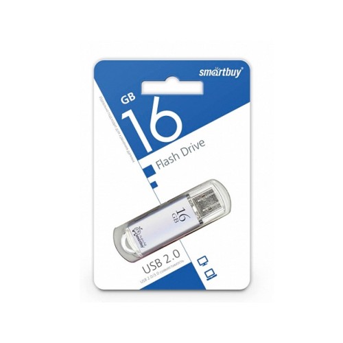 Флеш-накопитель 16Gb SmartBuy V-Cut, USB 2.0, пластик, серебряный