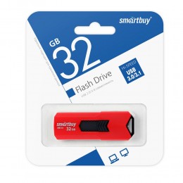 Флеш-накопитель 32Gb SmartBuy Stream, USB 3.0, пластик, красный