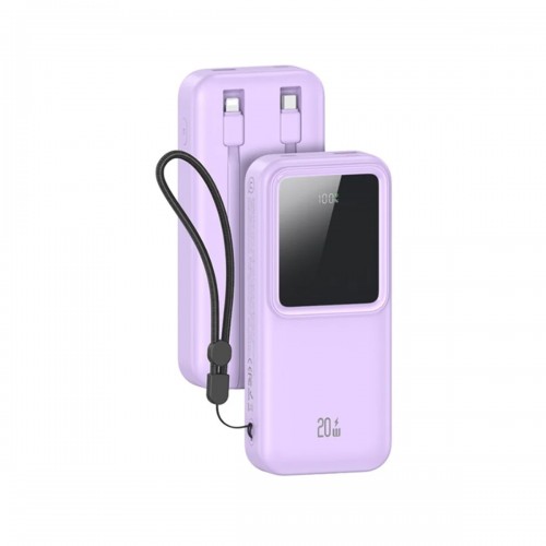 Аккумулятор внешний Usams US-CD212, 20000mAh, QC3.0, PD 20Вт, кабель  8 pin, Type-C, цвет: фиолетовый