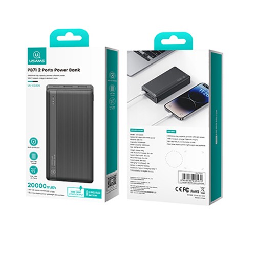 Аккумулятор внешний Usams US-CD206, 20000mAh, цвет: фиолетовый