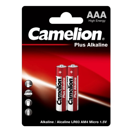 Батарейка AAA Camelion LR03-2BL Plus Alkaline, 1.5В, (2/24/576)