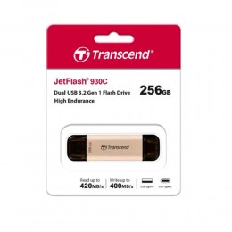 Флеш-накопитель 256Gb Transcend JetFlash 930C, USB 3.0, Type-C, пластик, золотой, чёрный