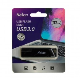 Флеш-накопитель 32Gb Netac U336, USB 3.0, пластик, защита от вирусов, чёрный
